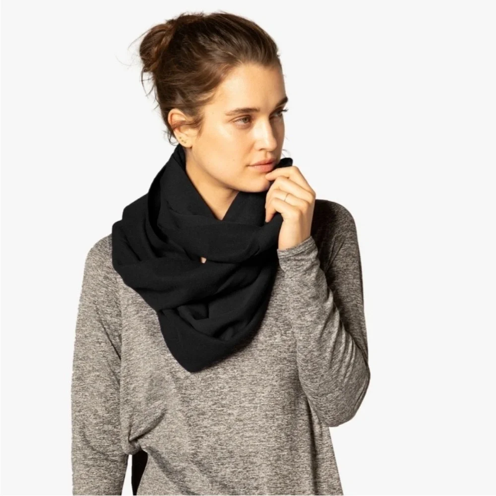 Beyond Yoga Black Scarf with Logo